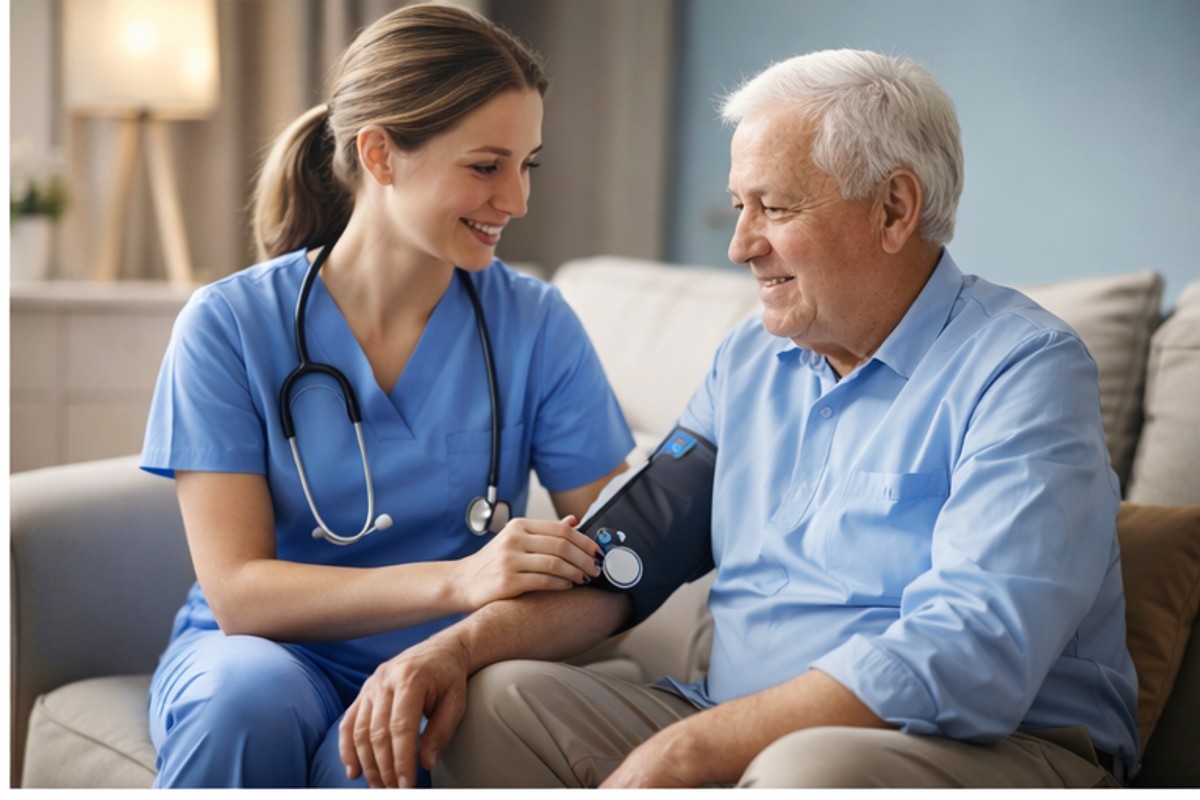 Skilled nurse providing home care